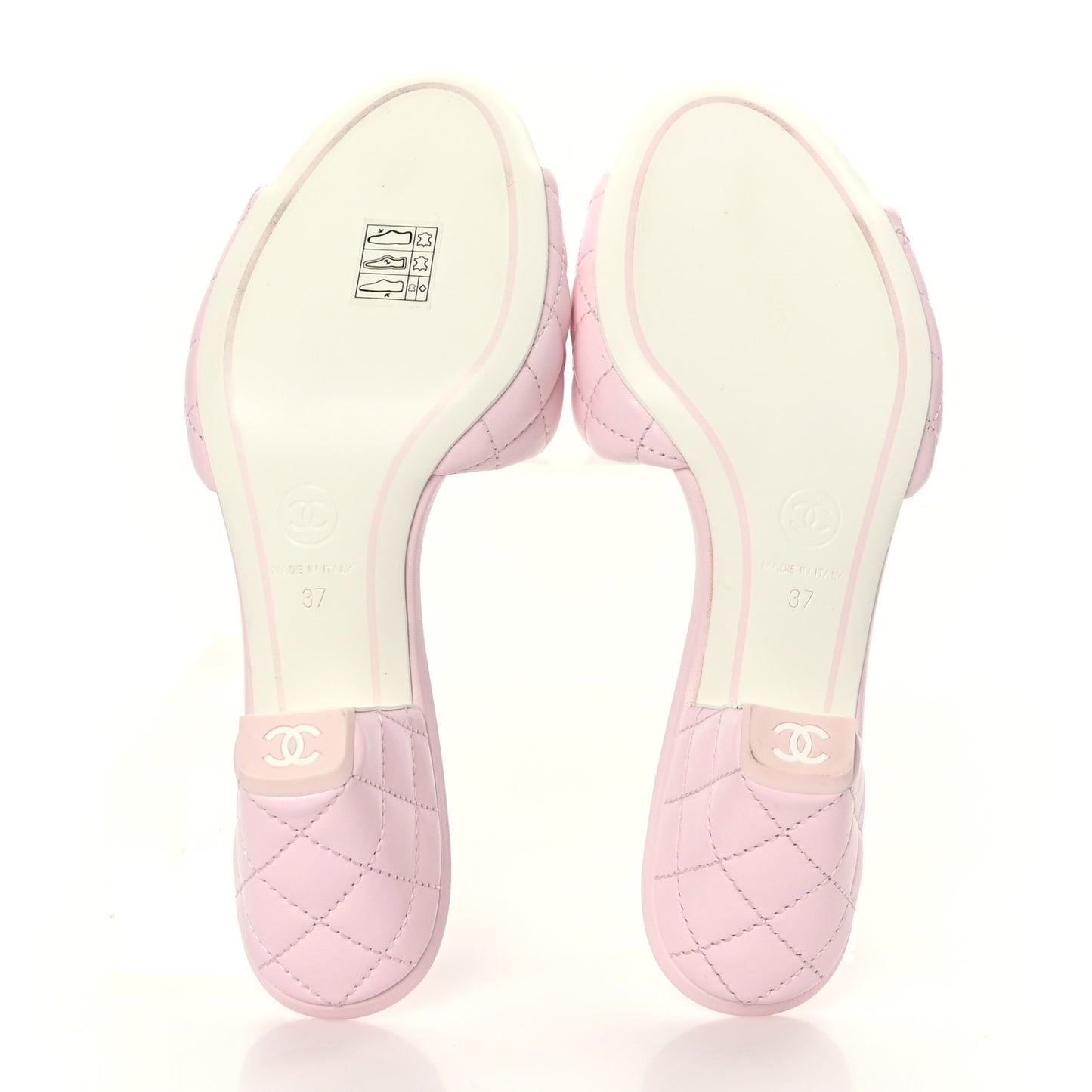 Lambskin Quilted Textured CC Mules 37 Light Pink