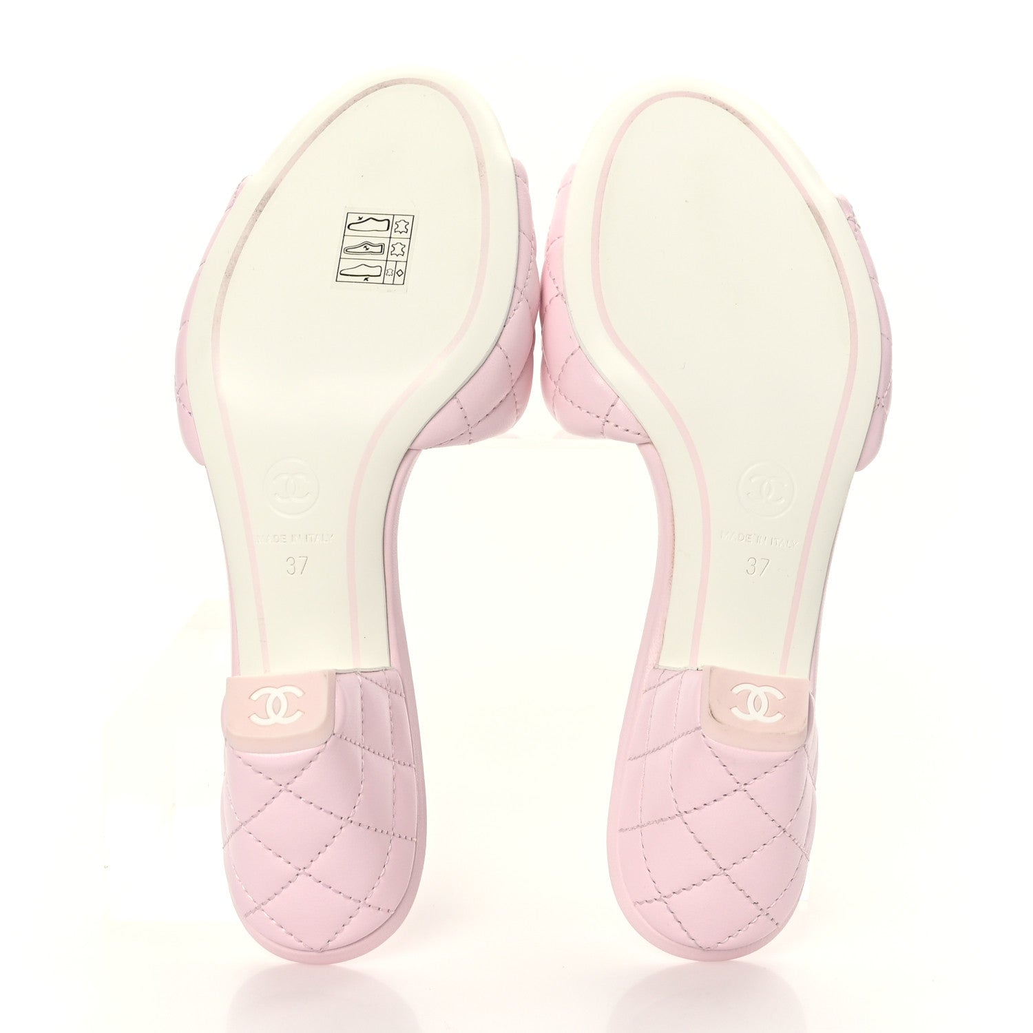 Chanel Lambskin Quilted Textured CC Mules 37 Light Pink 5 of 8