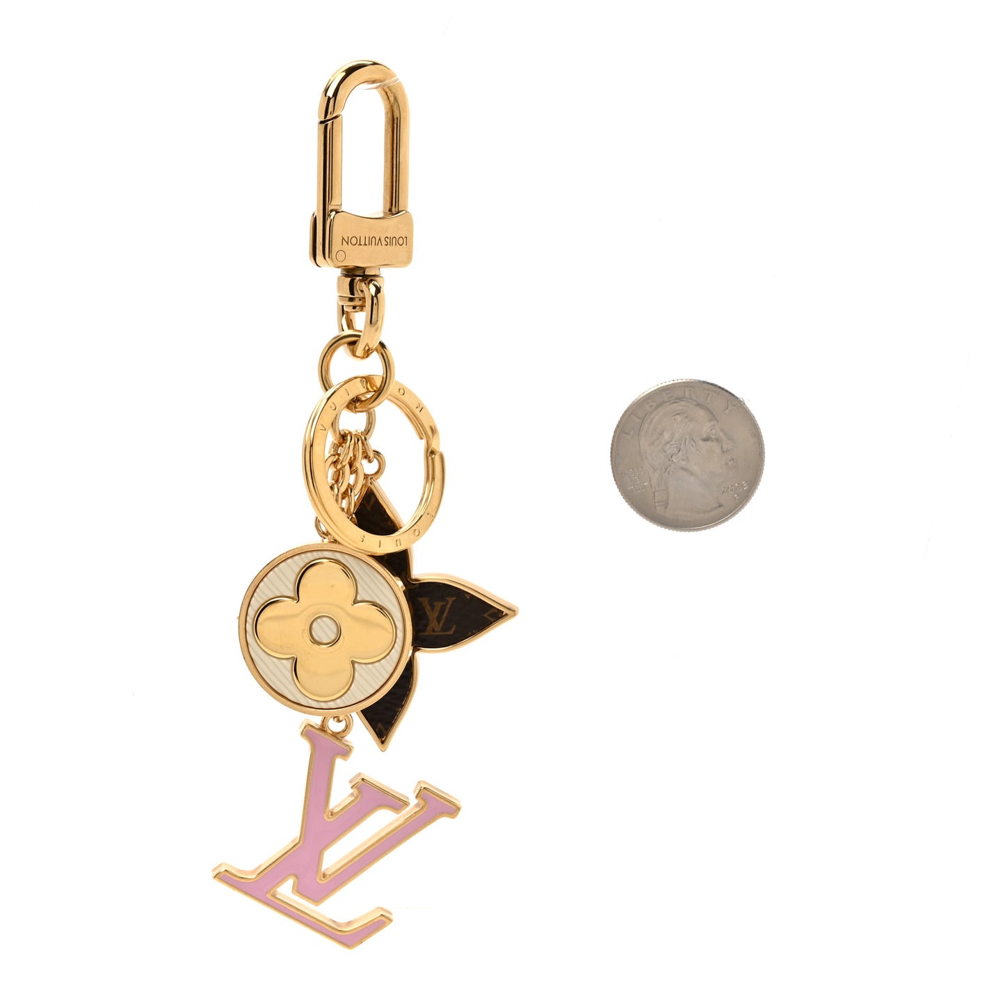 Metal Monogram Epi Spring Street Bag Charm Key Holder Gold