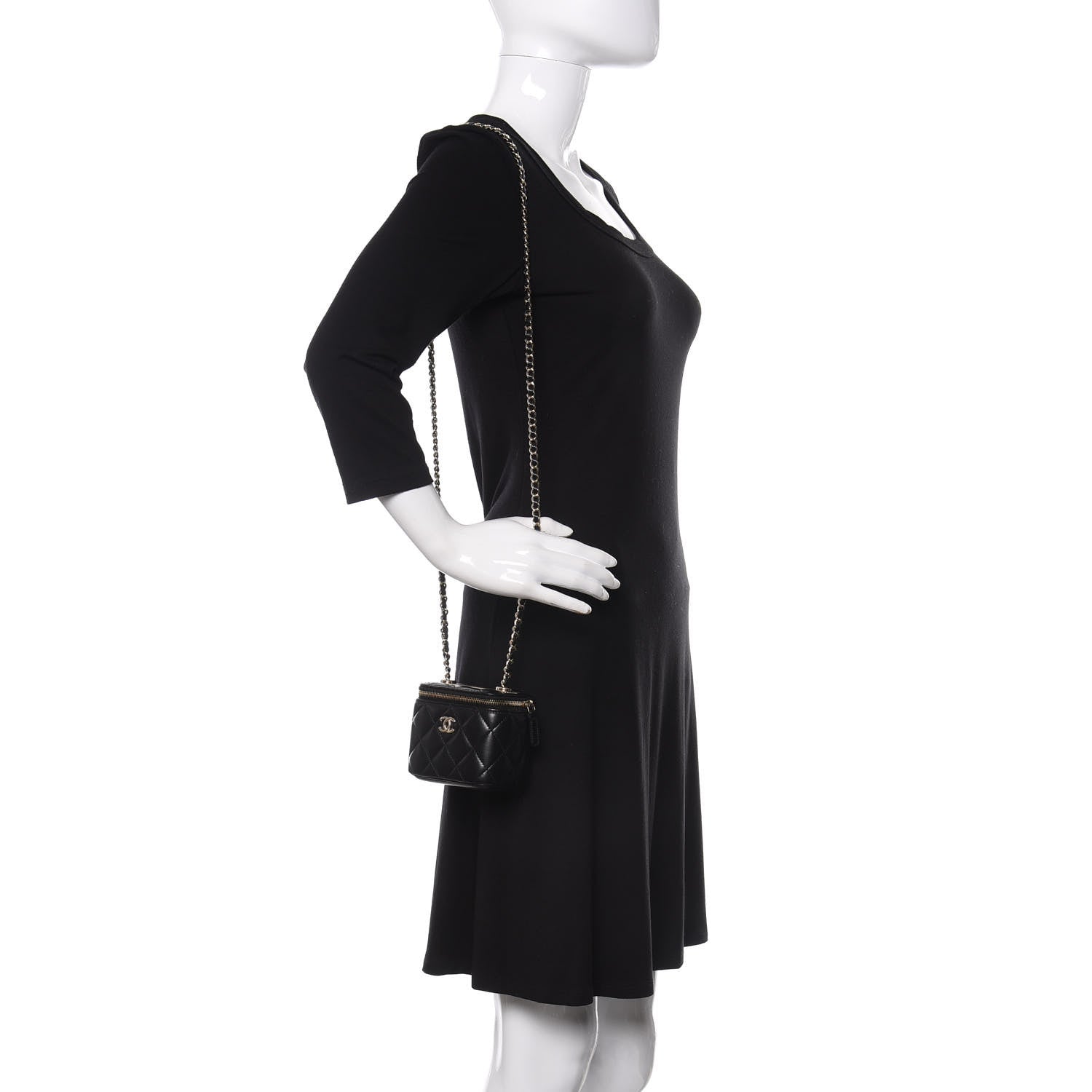 Chanel Lambskin Quilted Trendy Mini Vanity Case With Chain Black 2 of 11