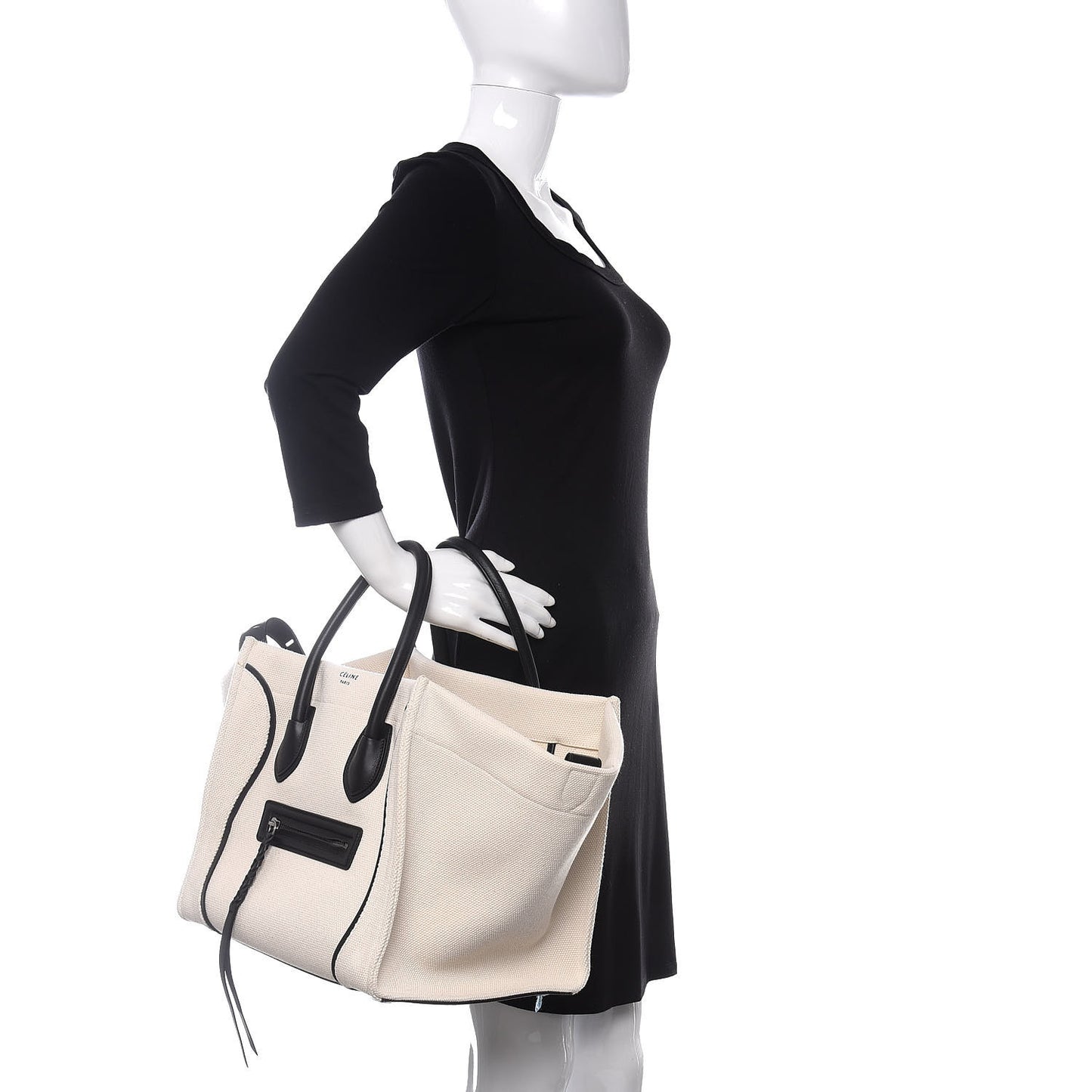 Cotton Canvas Medium Phantom Luggage White Black