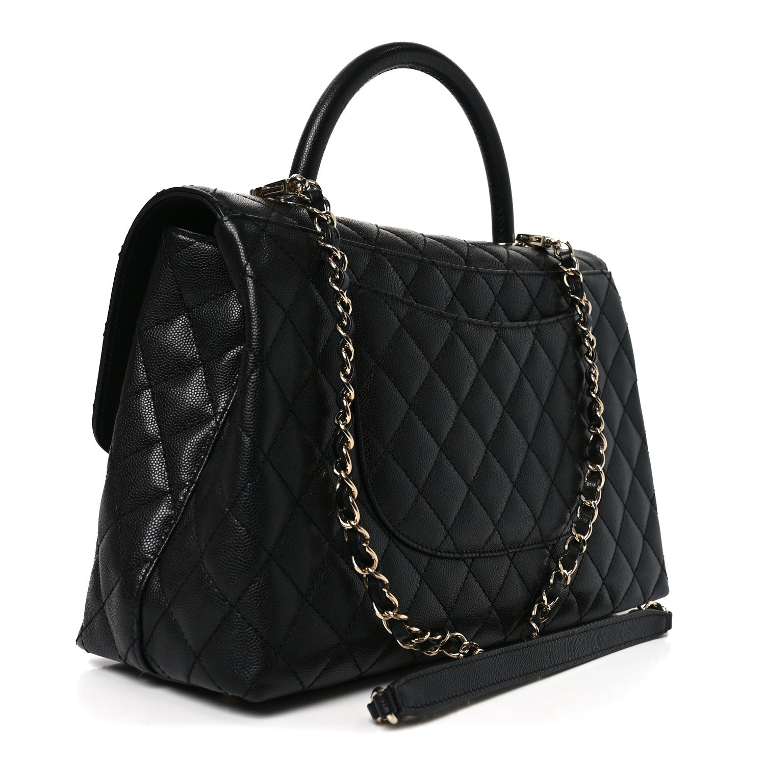 Chanel Caviar Quilted Medium Coco Handle Flap Black 3 of 10