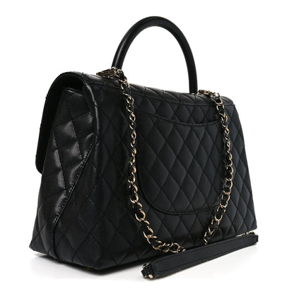 Chanel Caviar Quilted Medium Coco Handle Flap Black 3 of 10