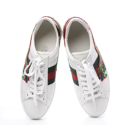Gucci Calfskin Ayers Web Dragon Embroidered Mens New Ace Sneakers 9 White 5 of 10