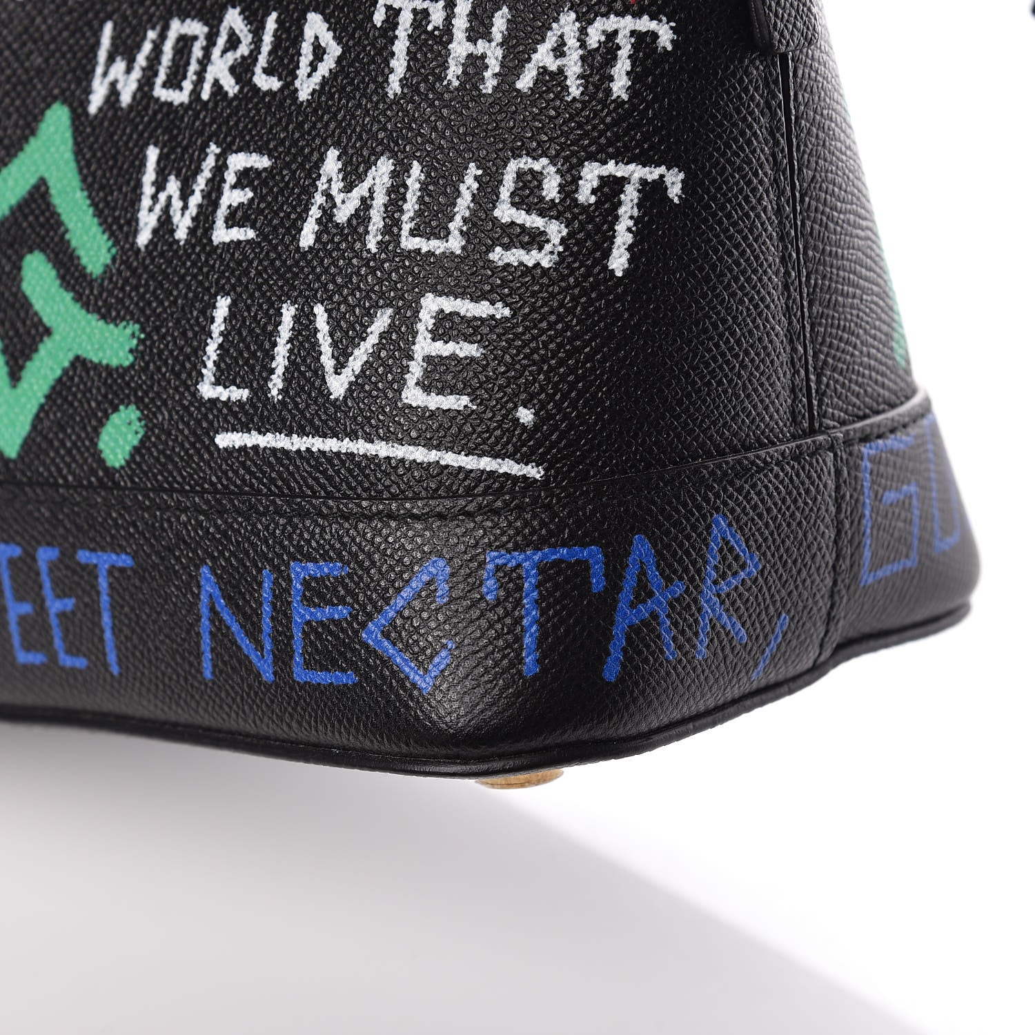 Balenciaga Signature Grained Calfskin Graffiti S Ville Top Handle Bag Black Multicolor 13 of 17