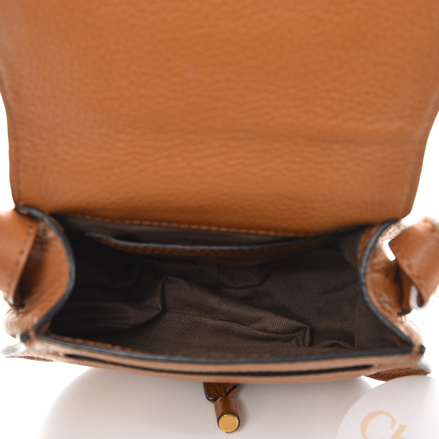 Calfskin Mini Marcie Round Crossbody Bag Mustard Brown