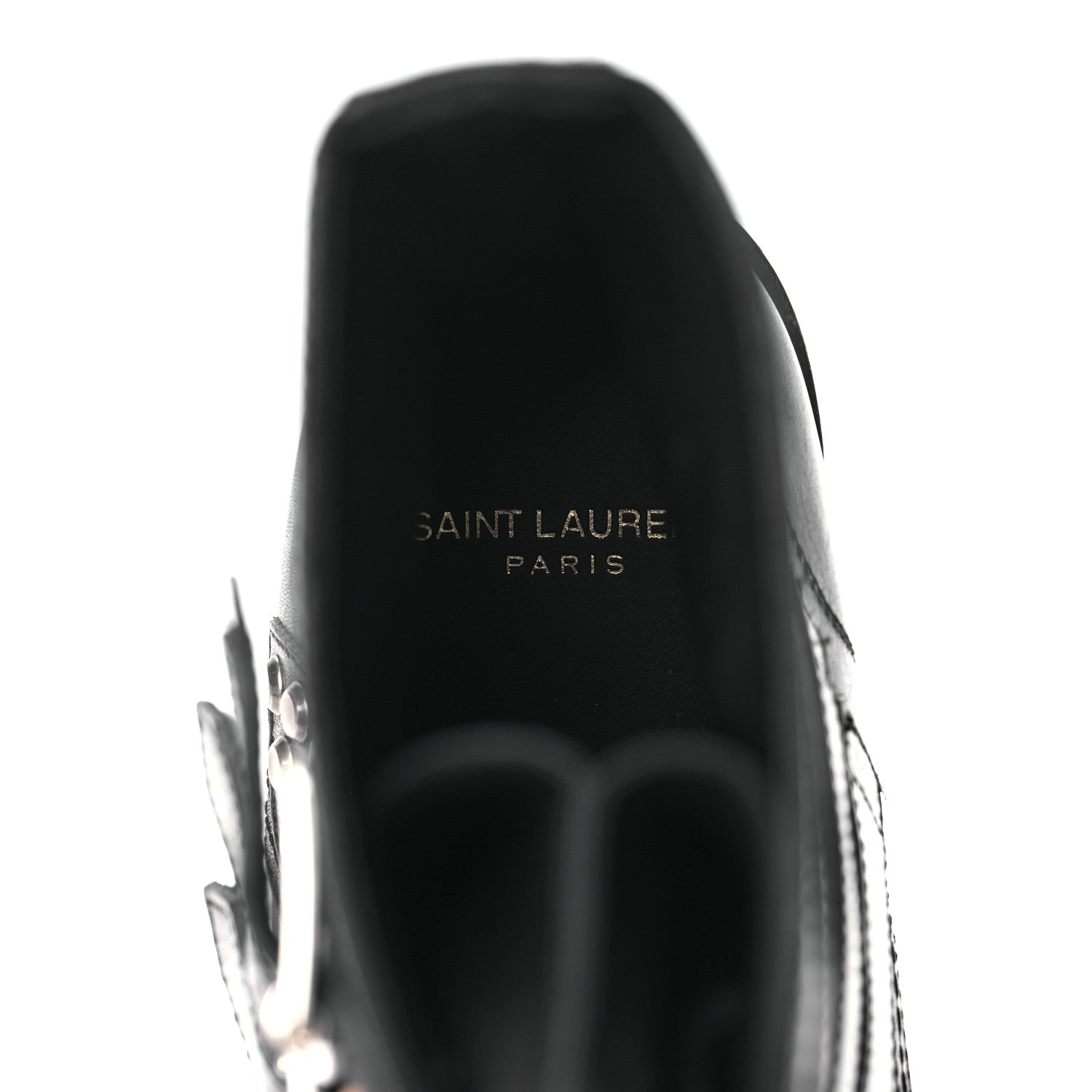 Saint Laurent Smooth Calfskin Studded Strap Rangers Boots 36 Black 8 of 20