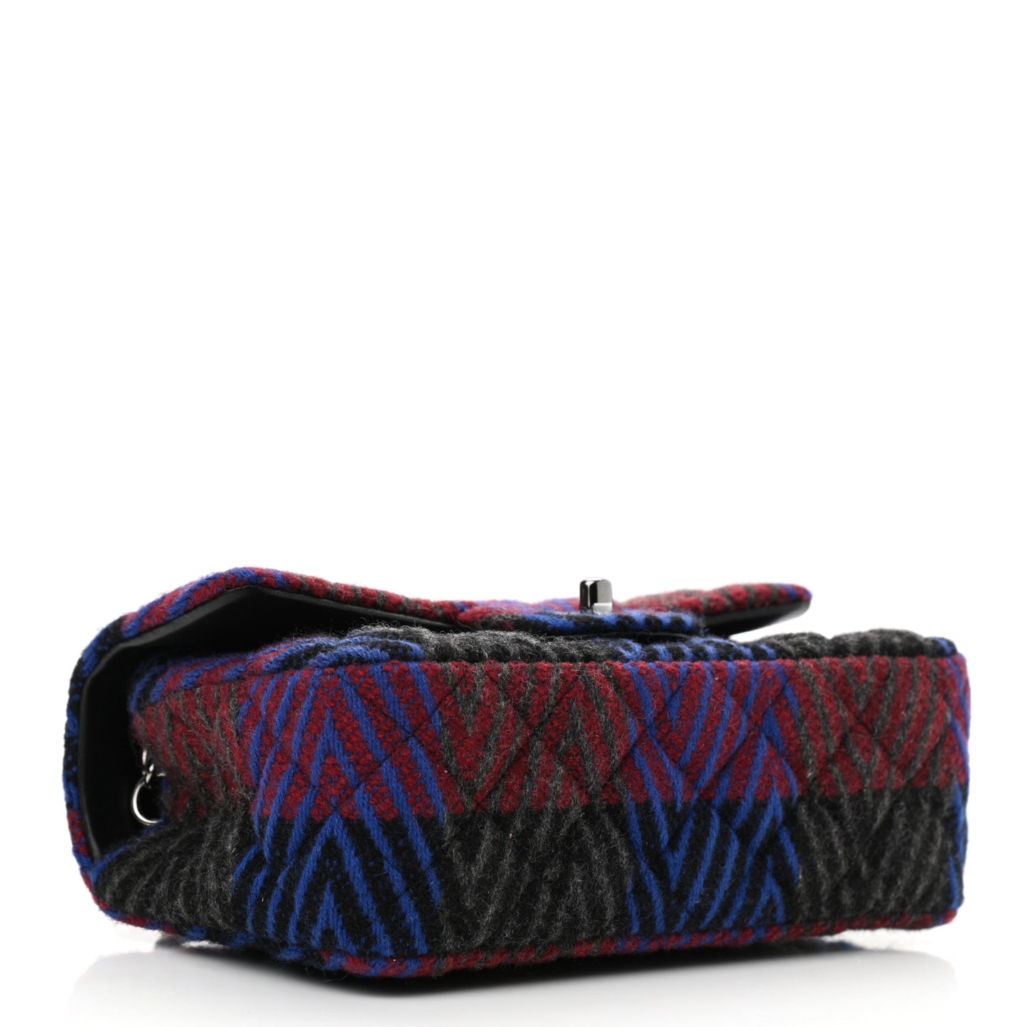 Wool Quilted Mini Rectangular Flap Red Grey Multicolor