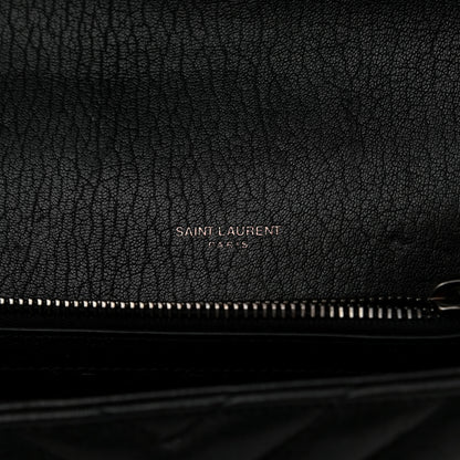 Saint Laurent Sheepskin Matelasse Chevron Monogram Medium College Bag Black 7 of 10