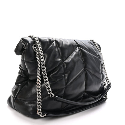 Saint Laurent Lambskin Quilted Medium Loulou Puffer Monogram Chain Satchel Black 3 of 11