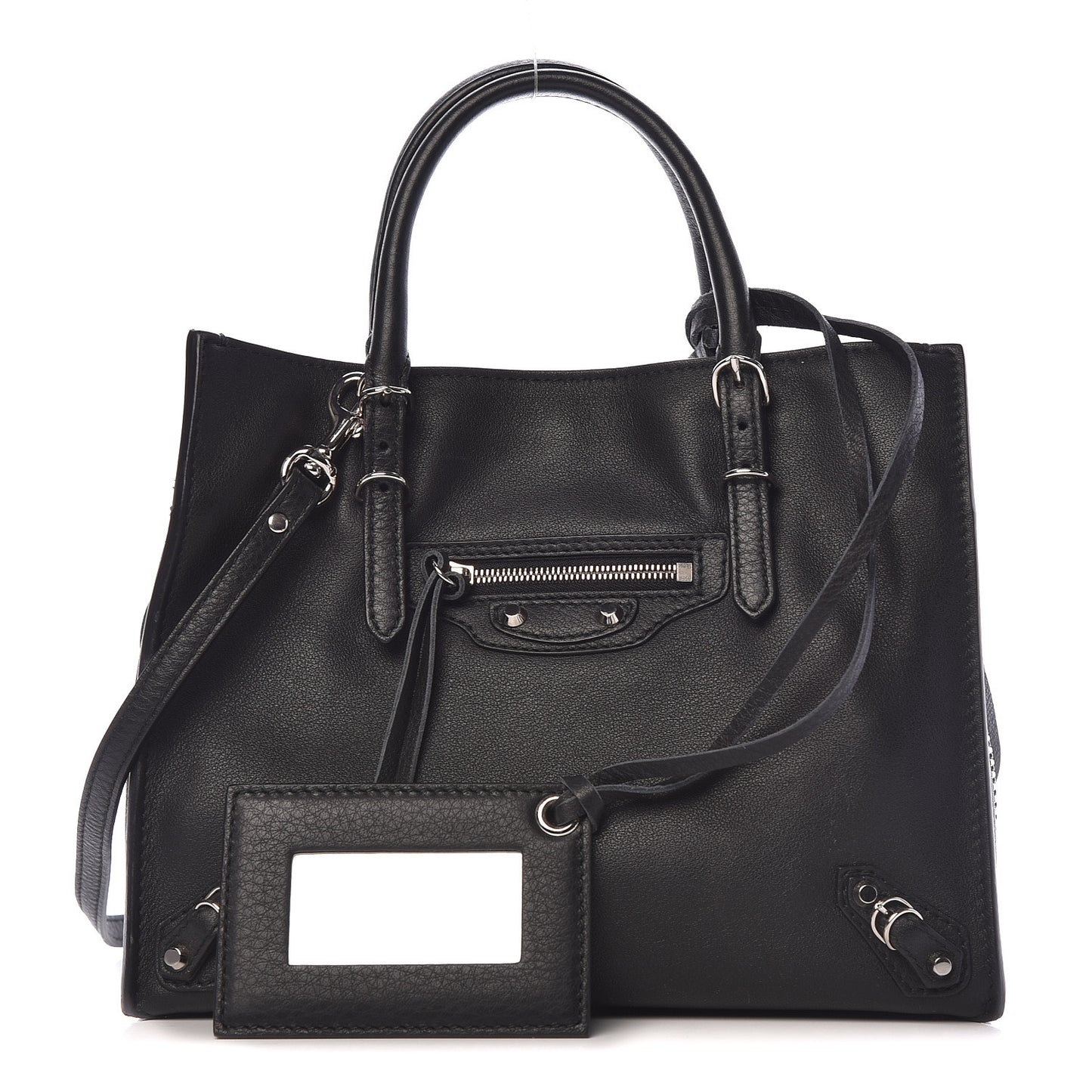 Calfskin Papier Mini A4 Zip Around Tote Black