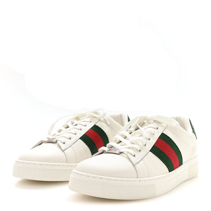 Gucci Calfskin Crocodile Web Mens Ace Sneakers 8.5 White Green 4 of 9