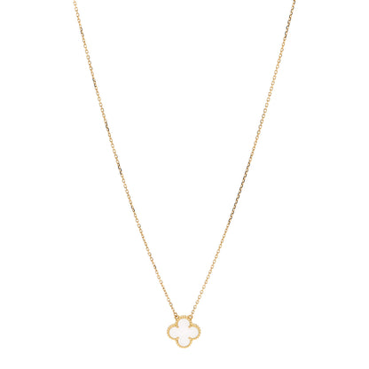 Van Cleef & Arpels 18K Yellow Gold Mother of Pearl Vintage Alhambra Pendant Necklace 1 of 8