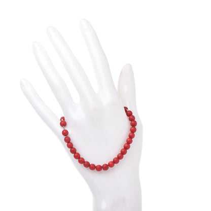 David Yurman Sterling Silver Coral 6mm Spiritual Beads Bracelet 2 of 5