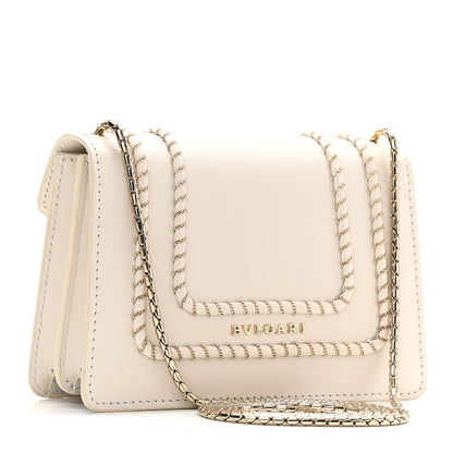 Bulgari Calfskin Woven Chain Serpenti Forever Crossbody Bag White 3 of 10