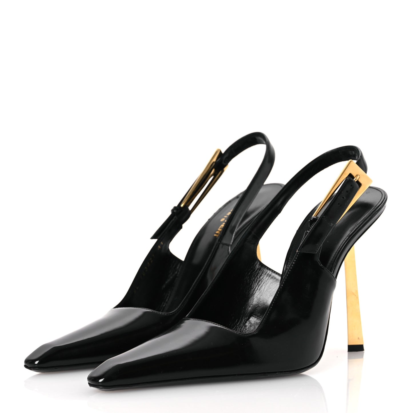 Glazed Calfskin Lee Slingback Pumps 41 Black