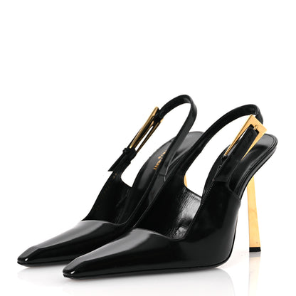 Saint Laurent Glazed Calfskin Lee Slingback Pumps 41 Black 4 of 14
