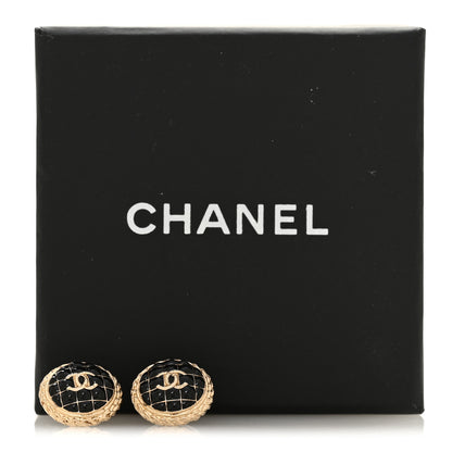 Chanel Resin CC Chain Round Earrings Gold Black 5 of 5