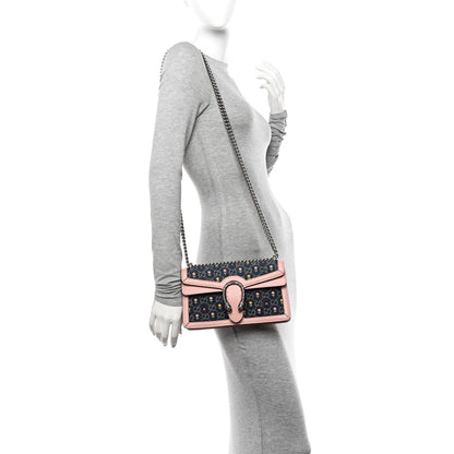 Gucci New Denim Dollar Calfskin Floral GG Monogram Small Dionysus Shoulder Bag Blue Tea Multicolor Powder Pink 2 of 11