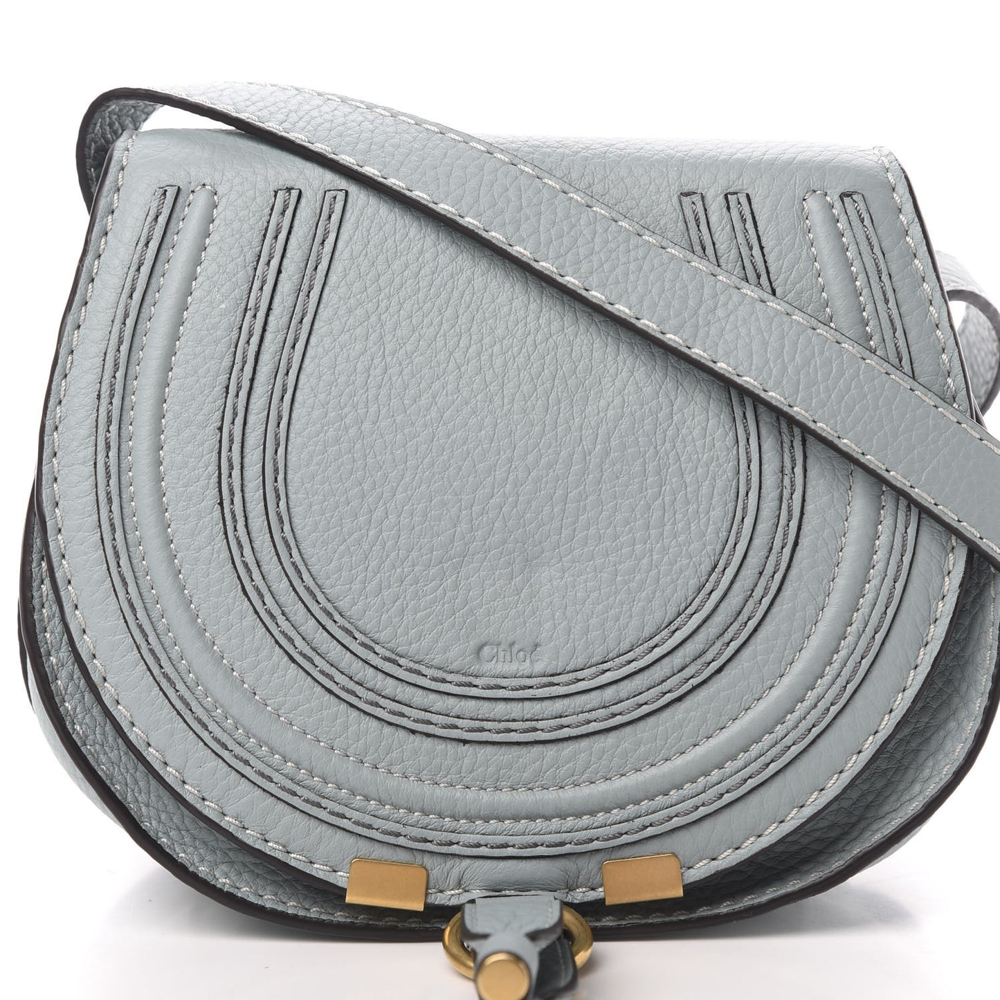 Calfskin Mini Marcie Round Crossbody Bag Faded Blue