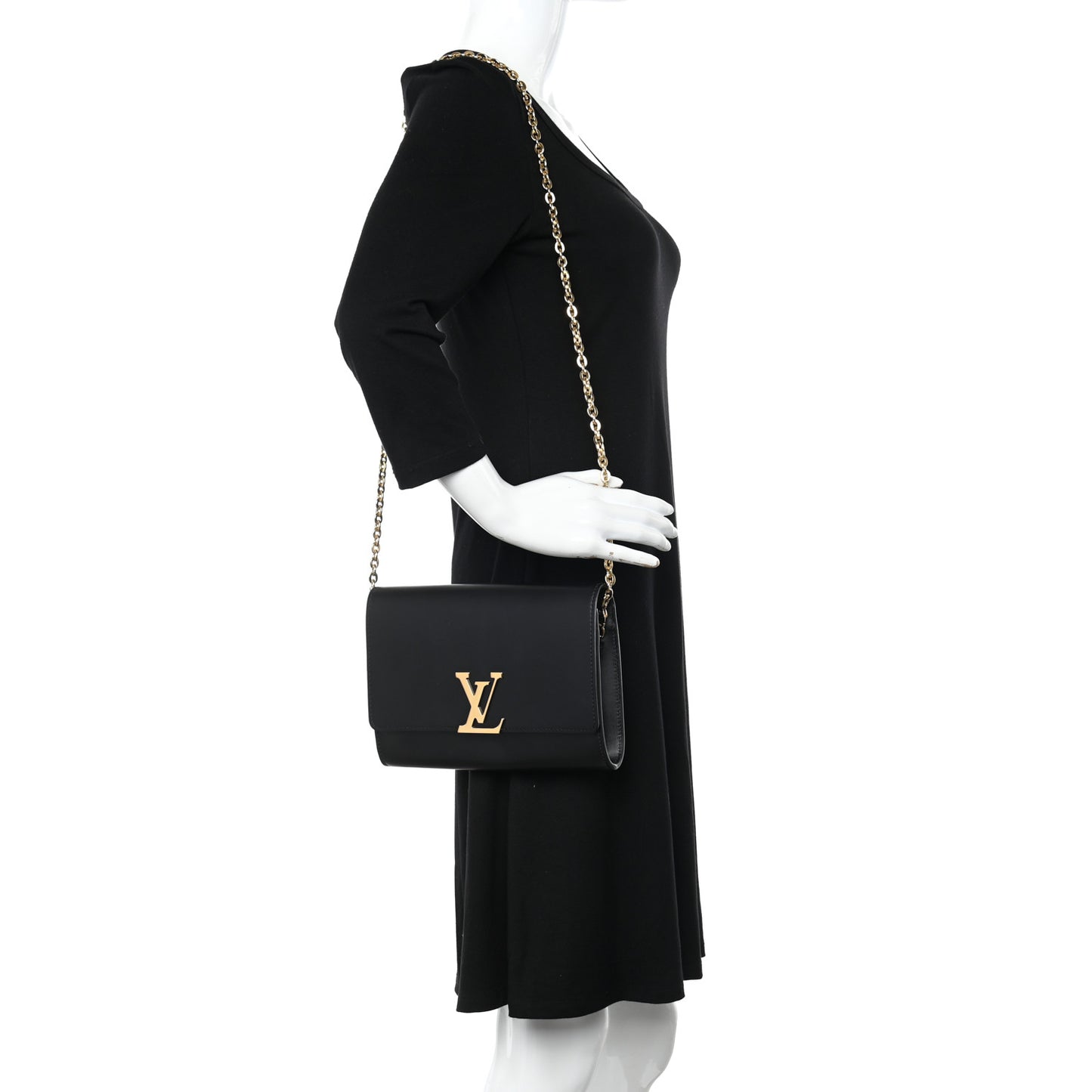 Calfskin Chain Louise GM NM Black