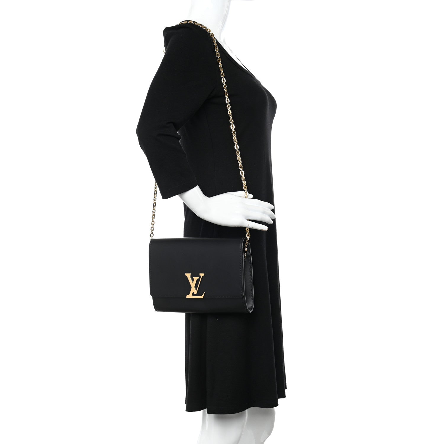 Louis Vuitton Calfskin Chain Louise GM NM Black 2 of 12