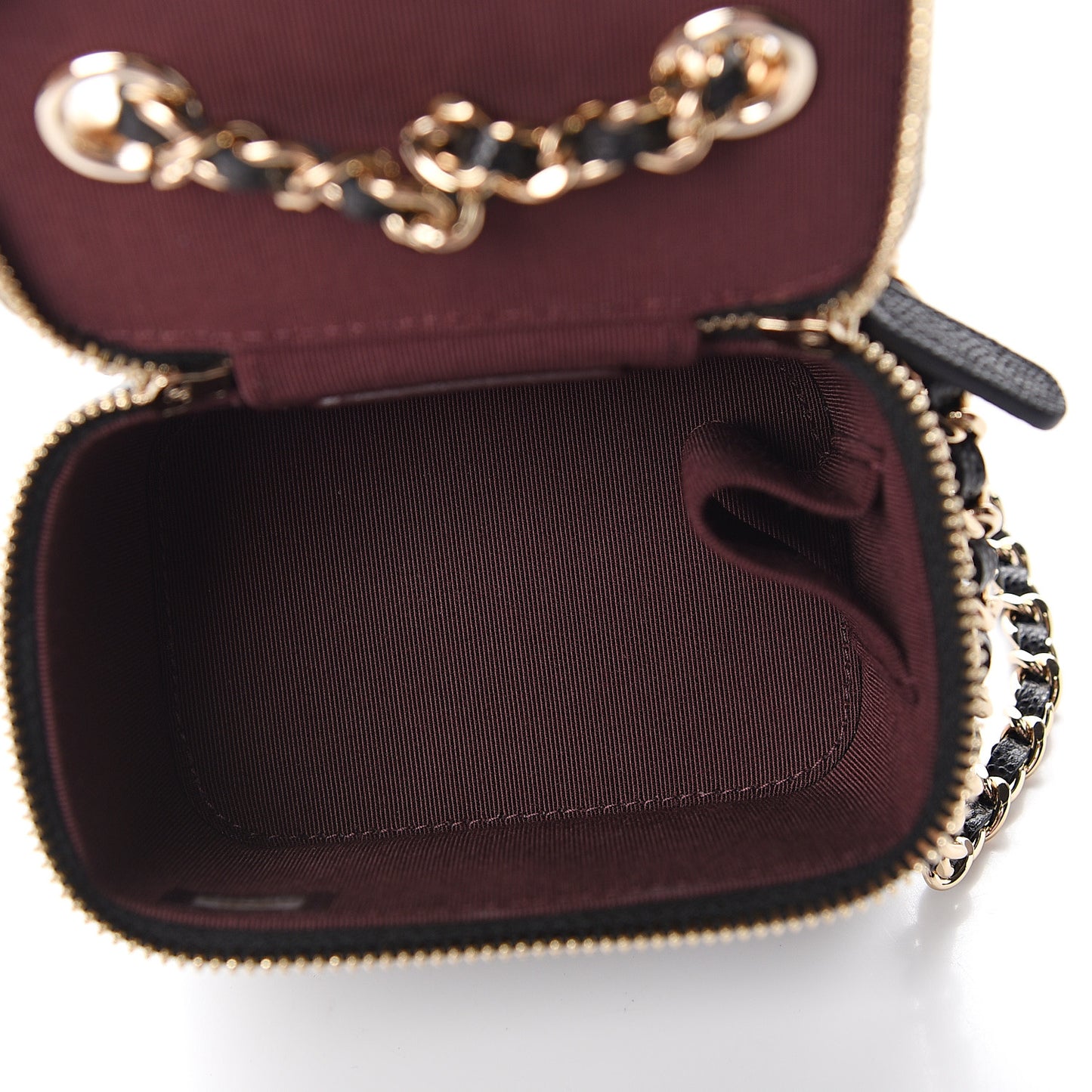 Caviar Quilted Mini Vanity Case With Chain Black