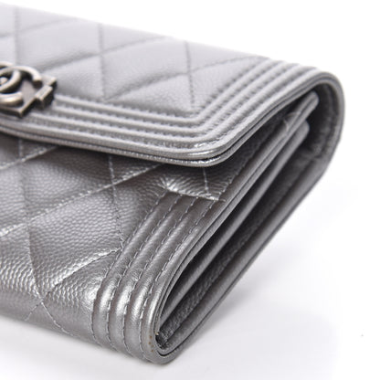 Chanel Metallic Caviar Quilted Medium Boy Flap Wallet Silver 10 of 10