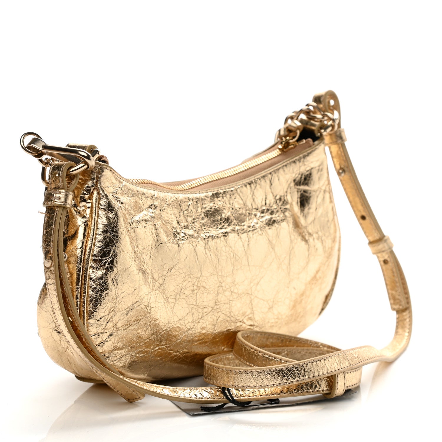 Balenciaga Metallic Arena Agneau Crystal Le Cagole Mini Purse With Chain Light Gold 3 of 11