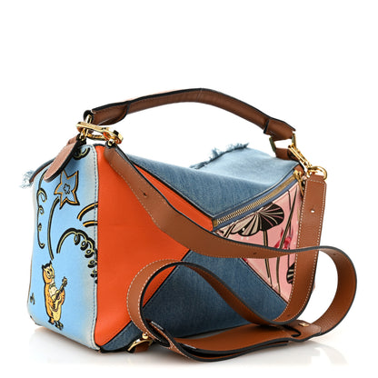 Loewe Calfskin Denim Paula's Ibiza Parrot Puzzle Bag Multicolor 3 of 10