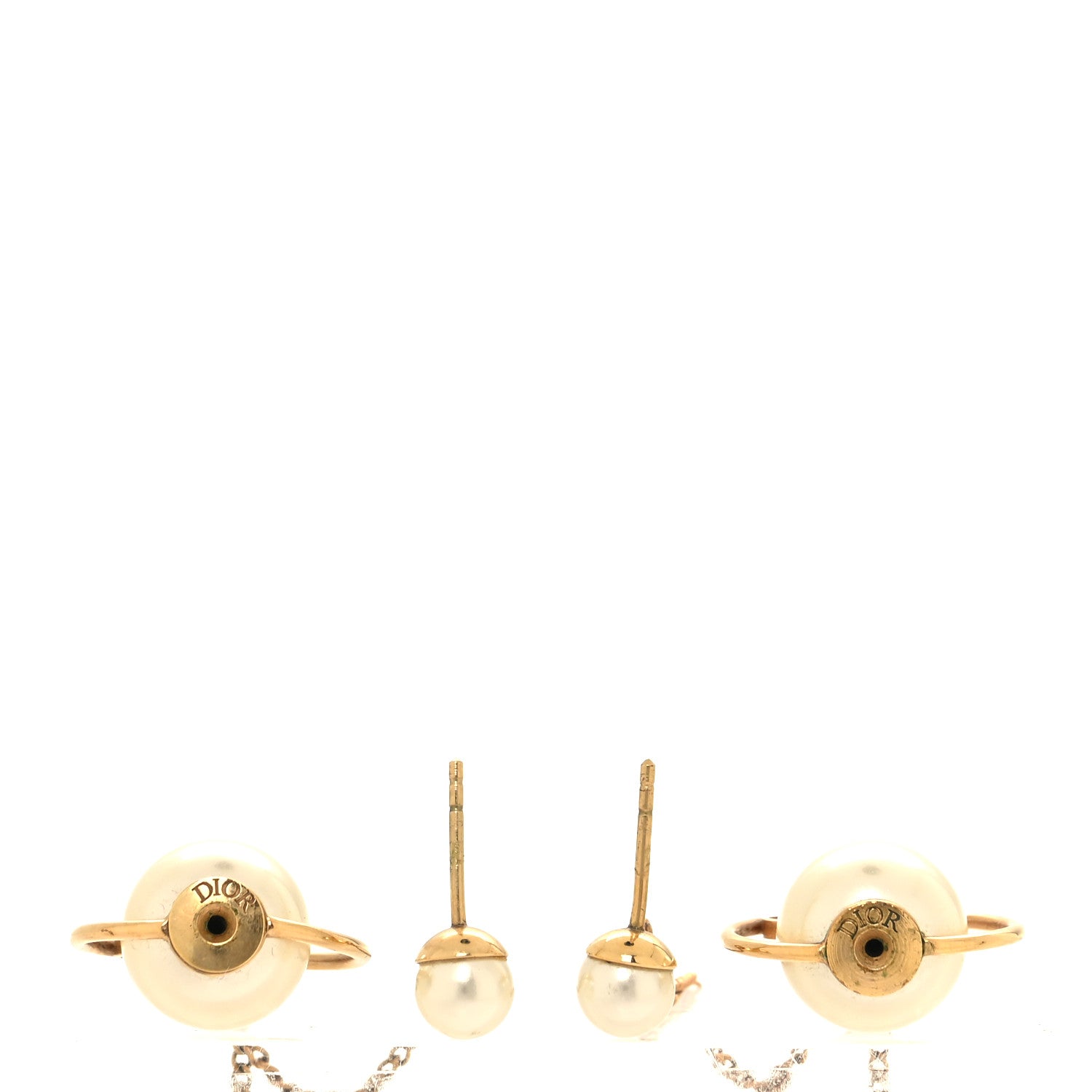 Christian Dior Pearl Tribales Dangle Chain Earrings Gold 3 of 5