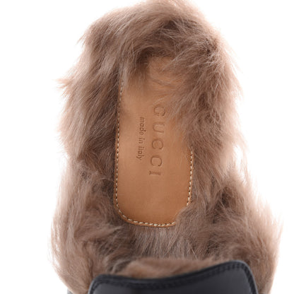 Gucci Calfskin Lambswool Tiger Embroidered Womens Princetown Slippers 37.5 Black 5 of 9