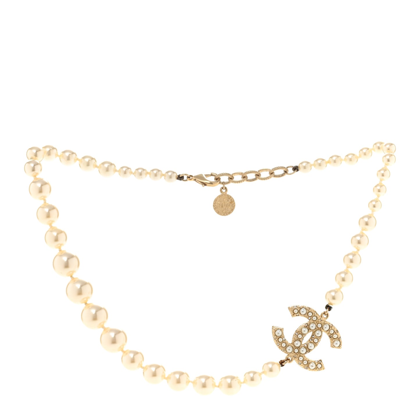 Pearl CC 100th Anniversary Necklace Light Gold