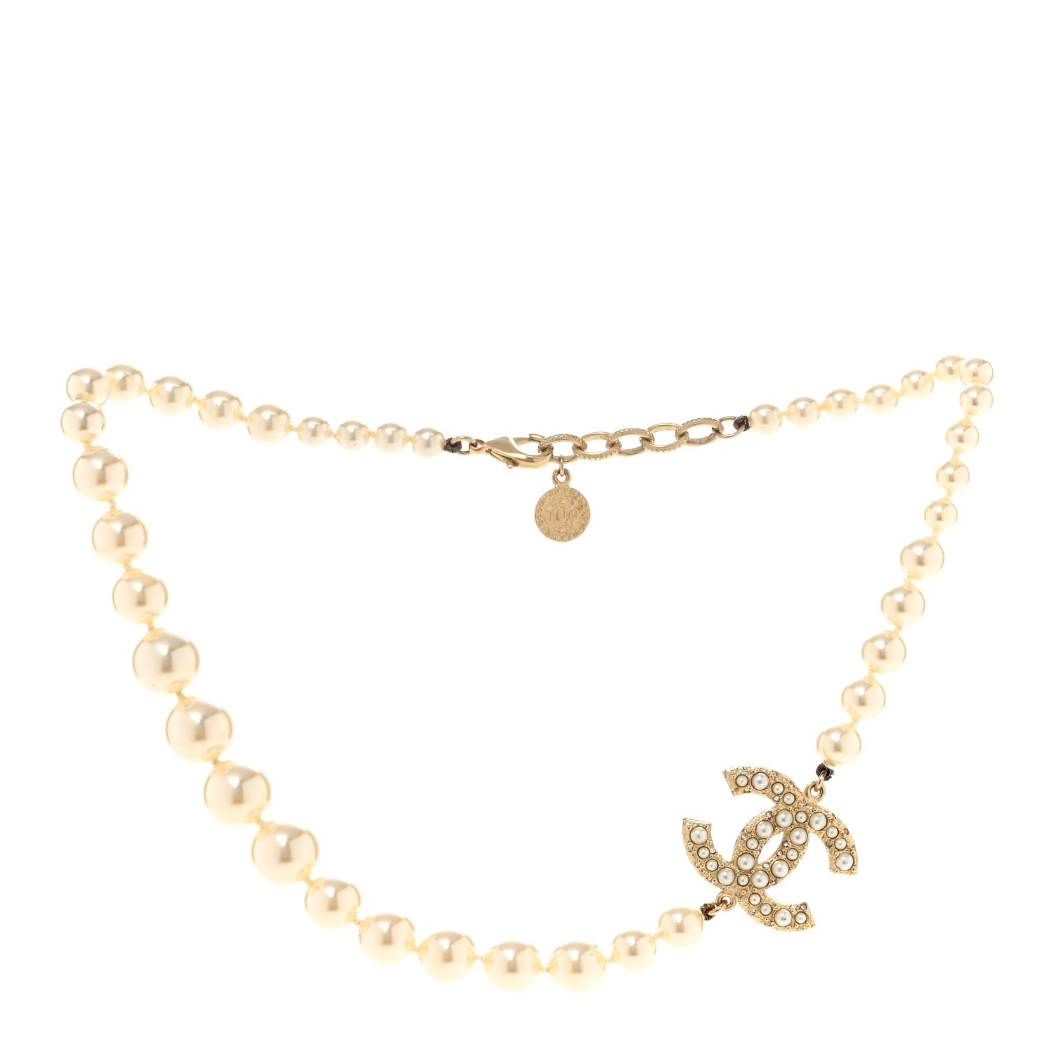 Chanel Pearl CC 100th Anniversary Necklace Light Gold 3 of 7