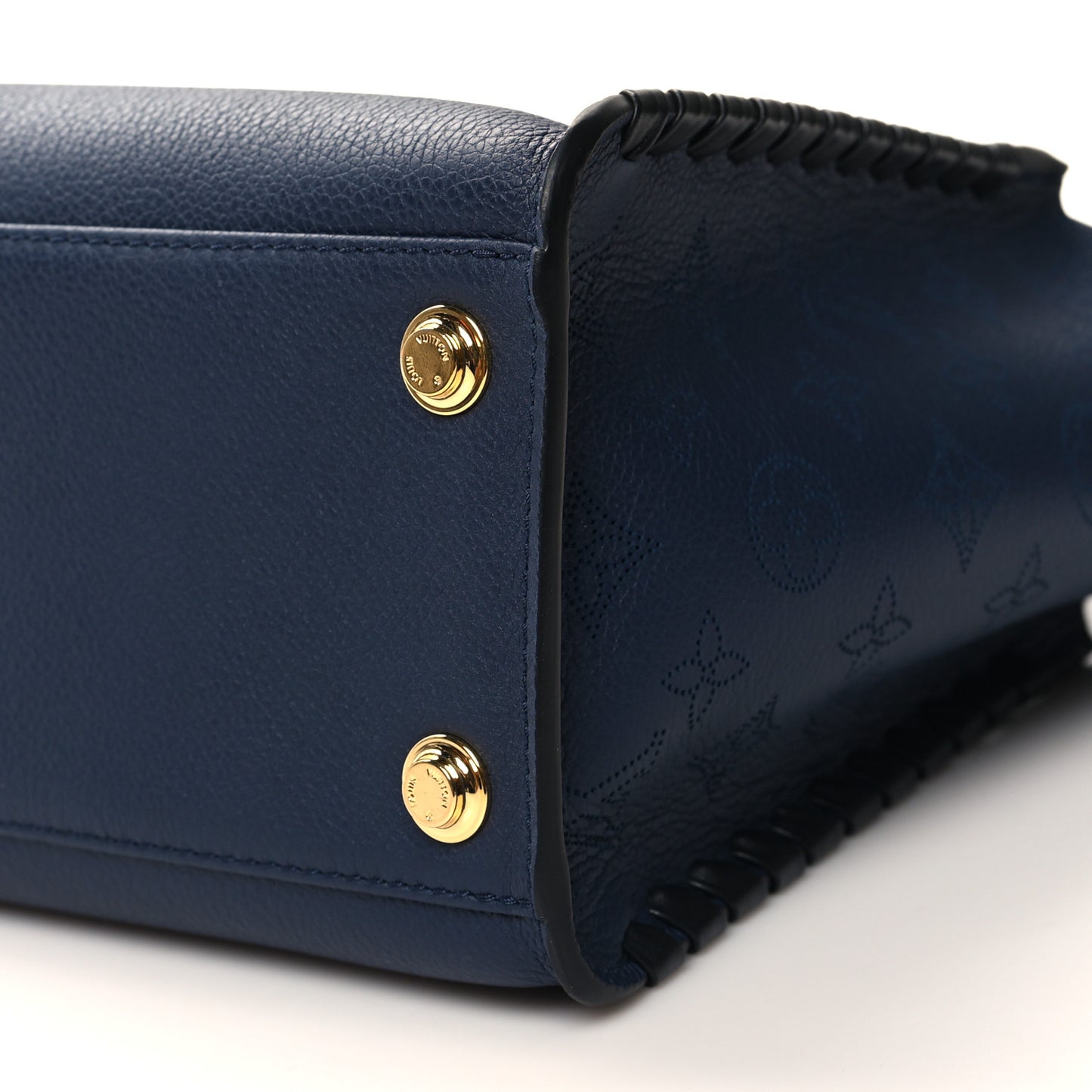Calfskin Mahina Braided On My Side MM Navy Blue