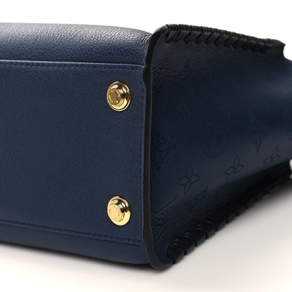 Louis Vuitton Calfskin Mahina Braided On My Side MM Navy Blue 9 of 10