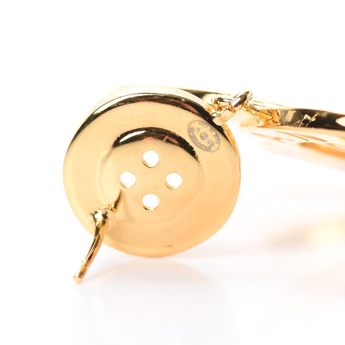 Metal Large Paris Button Earrings Gold