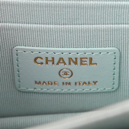 Chanel Calfskin Quilted Mini Maxi Pearls Wallet On Chain WOC Light Blue 6 of 10