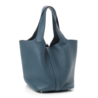 Hermes Taurillon Clemence Picotin Lock 18 PM Vert Bosphore 2 of 8