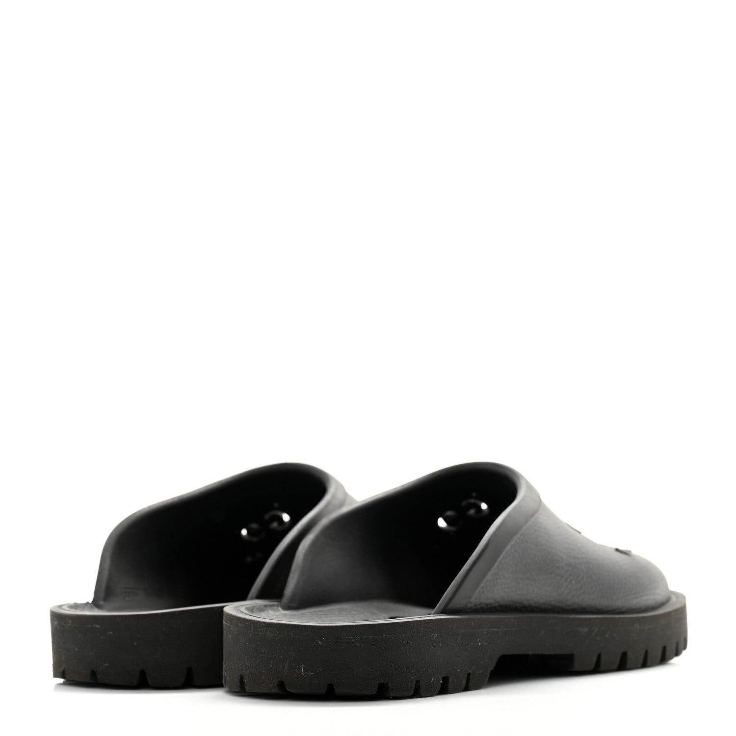 Gucci Rubber GG Monogram Perforated Mens Slip On Sandals 6 Black 4 of 9