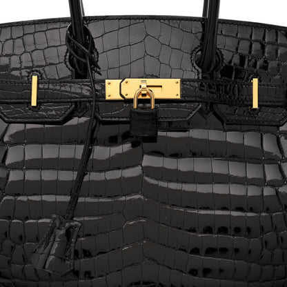 Hermes Shiny Niloticus Crocodile Birkin 30 Black 8 of 11