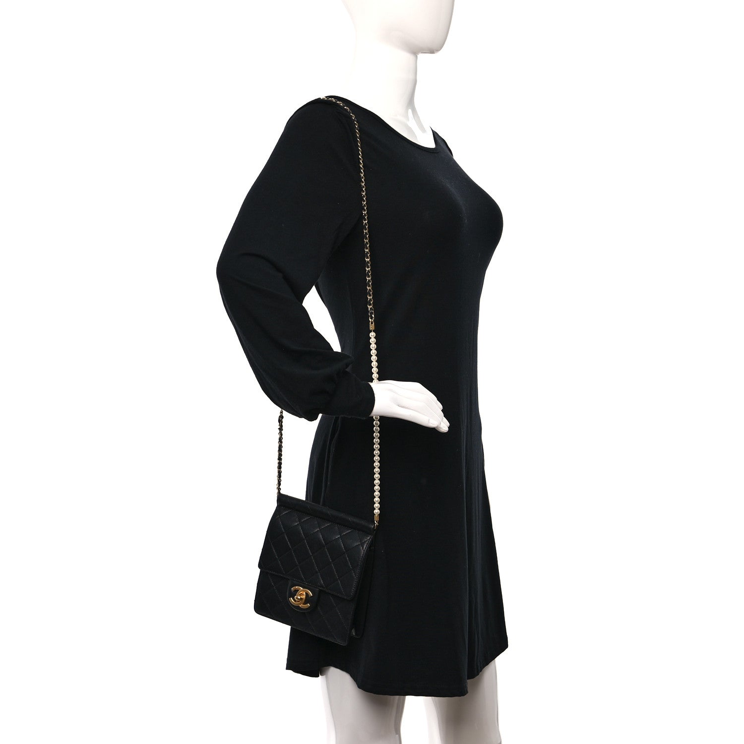 Chanel Goatskin Quilted Chic Pearls Flap Black 2 of 11