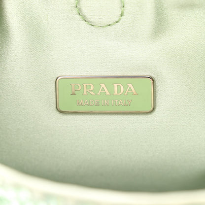 Prada Satin Crystal Metal Triangle Logo Chain Crossbody Handbag Acqua Acqua 6 of 10