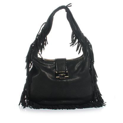Jimmy Choo Elaphe Snakeskin Roxie Hobo Black 1 of 7