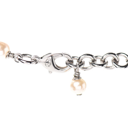 Chanel Crystal Pearl CC Long Necklace Silver 3 of 5