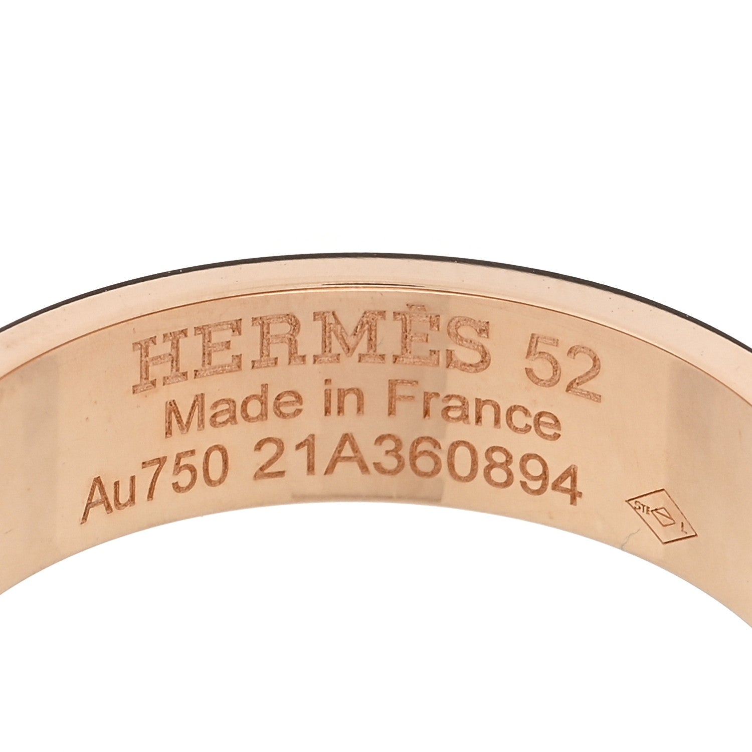 Hermes 18K Rose Gold Diamond PM Kelly Ring 52 6 4 of 5