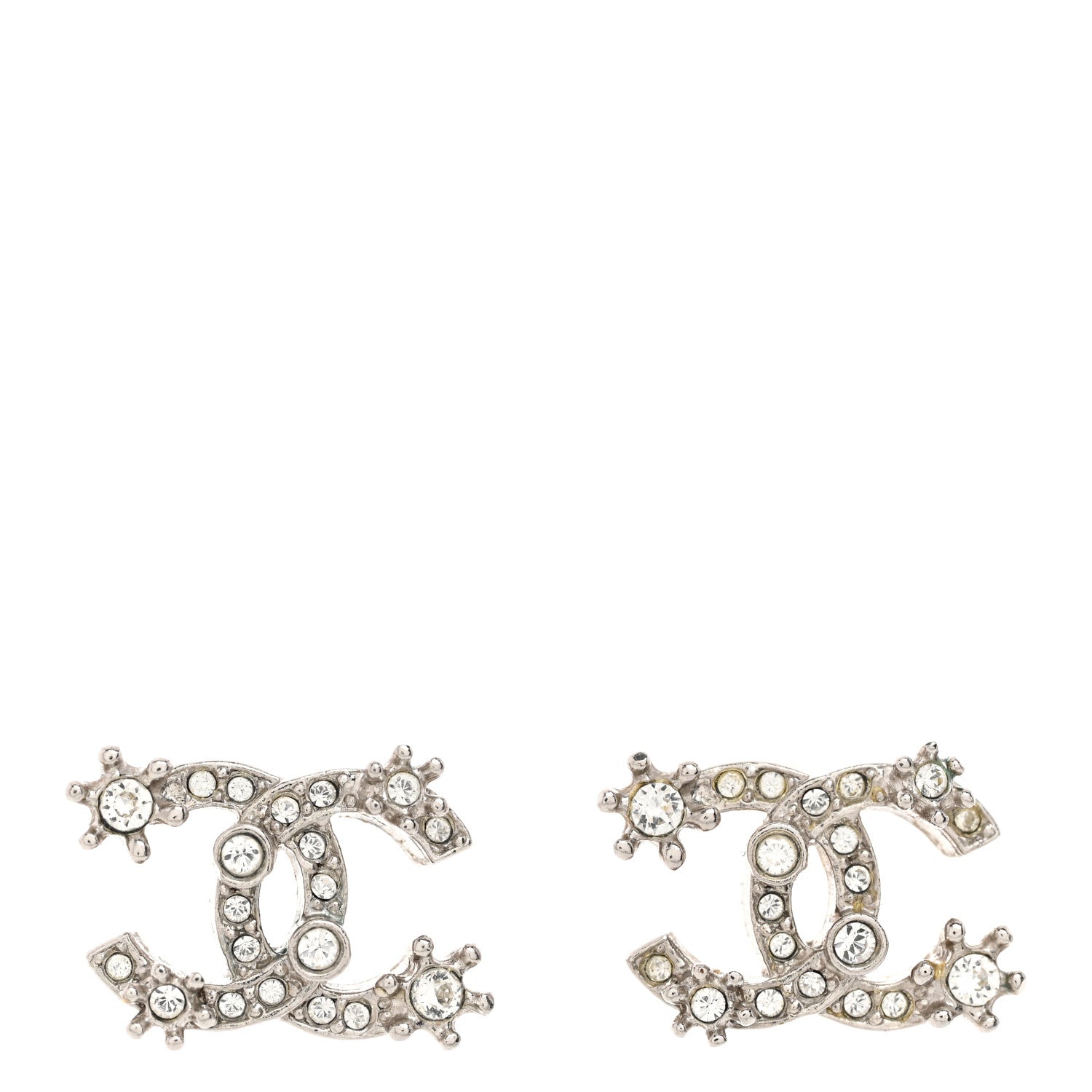 Chanel Crystal CC Star Earrings Silver 1 of 5