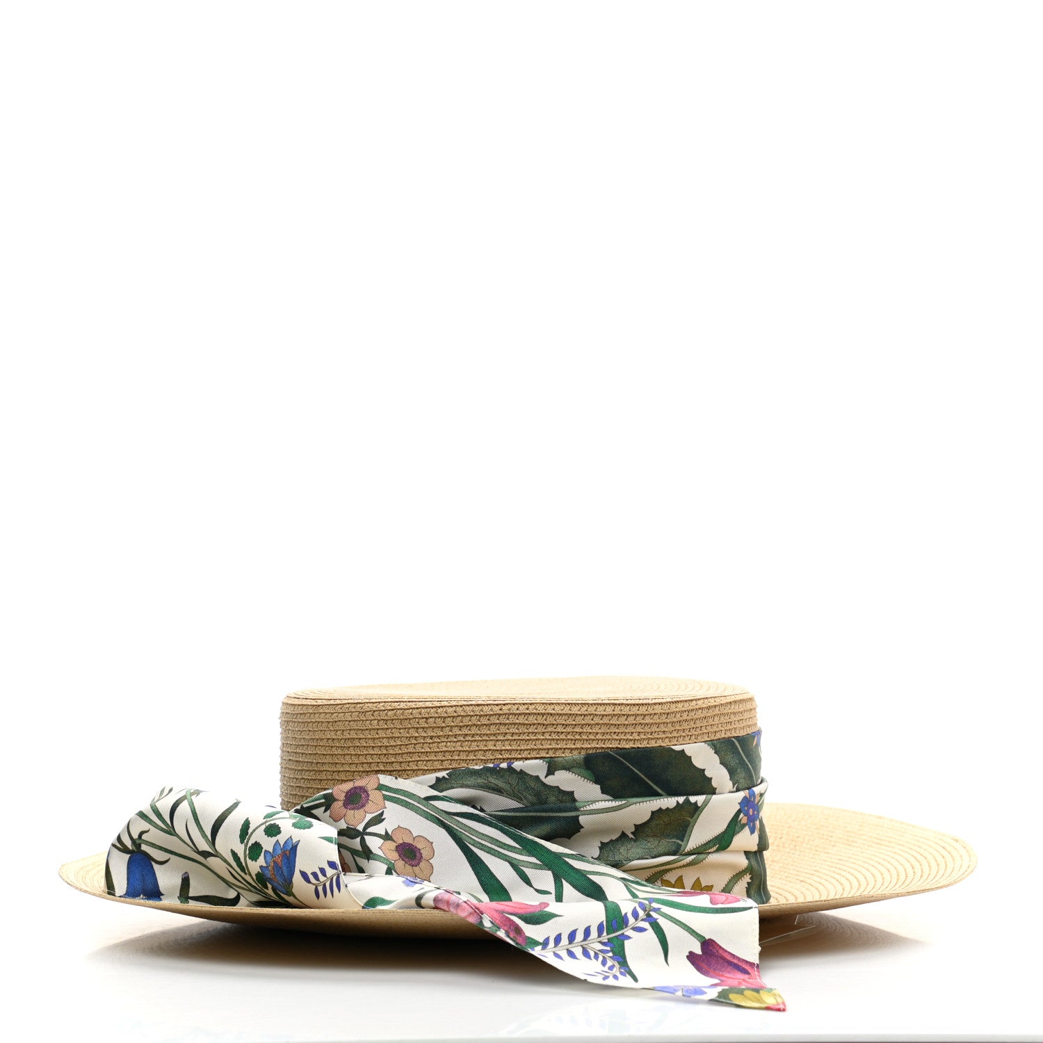 Gucci Woven Rope Straw New Flora Alba Hat M White 6 of 8