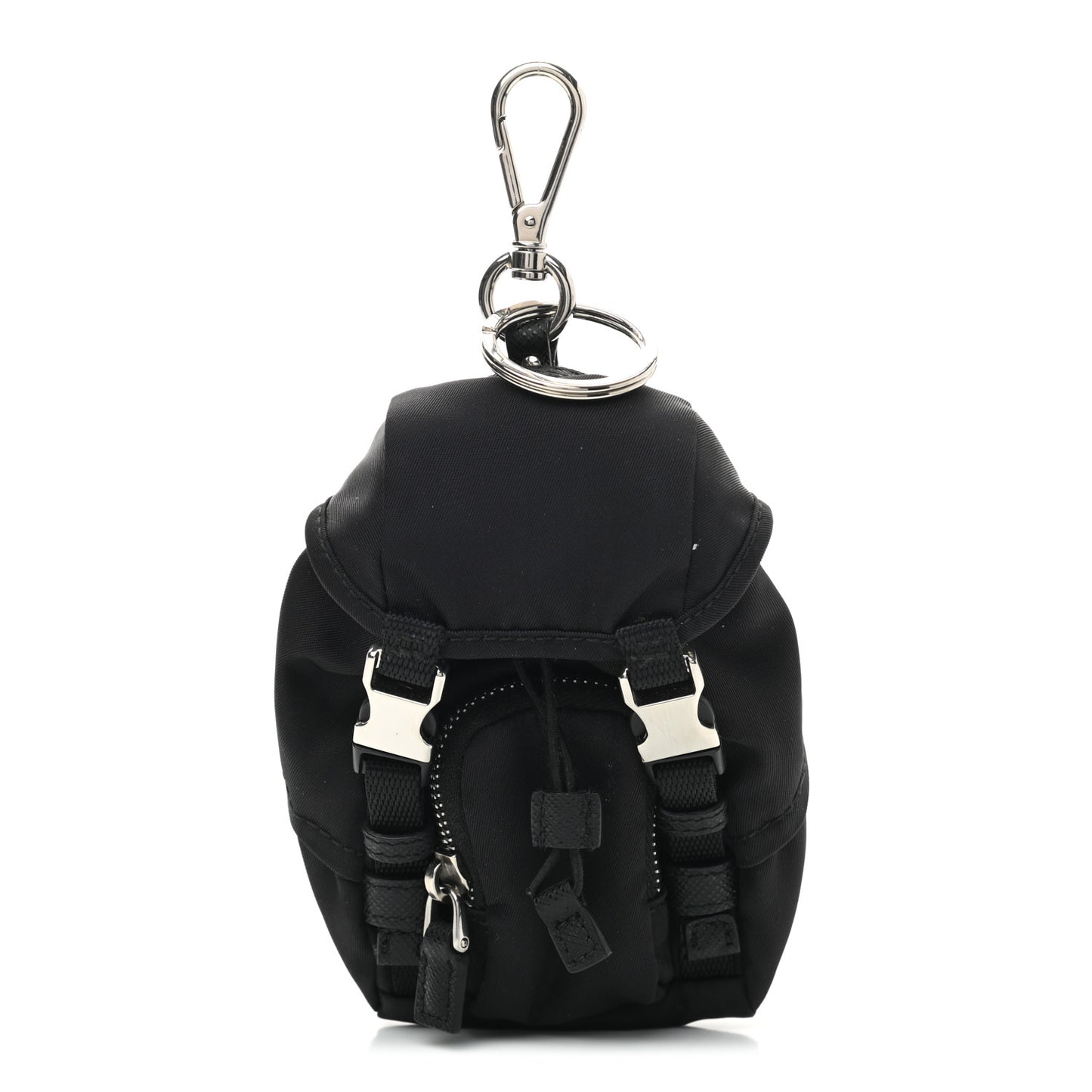 Tessuto Nylon Mini Backpack Keyring Black