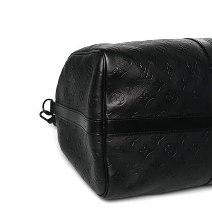 Louis Vuitton Calfskin Shadow Monogram Keepall Bandouliere 50 Black 6 of 7